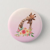 Niedliche Giraffe Mama & Baby Button (Vorderseite)