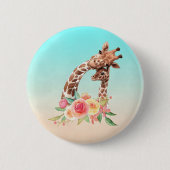 Niedliche Giraffe Mama & Baby Button (Vorderseite)