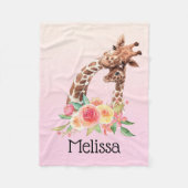Niedliche Giraffe Mama & Baby Fleecedecke (Vorderseite)