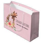 Niedliche Giraffe Mama & Baby Girl Große Geschenktüte (Rückseite Schrägansicht)