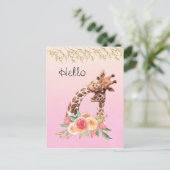 Niedliche Giraffe Mama & Baby Hallo Postkarte (Stehend Vorderseite)