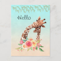 Niedliche Giraffe Mama & Baby Hallo
