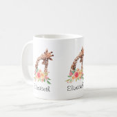 Niedliche Giraffe Mama & Baby Kaffeetasse (Vorderseite Links)