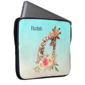 Niedliche Giraffe Mama & Baby Laptopschutzhülle (Vorne Rechts)
