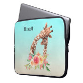 Niedliche Giraffe Mama & Baby Laptopschutzhülle (Vorderseite Links)