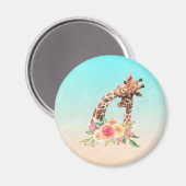 Niedliche Giraffe Mama & Baby Magnet (Vorderseite/Rückseite)