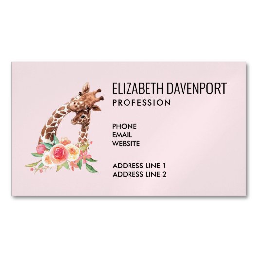 Niedliche Giraffe Mama & Baby Magnetische Visitenkarte (Vorderseite)