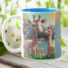 Niedliche Giraffe Mama & Baby Me & Mini Me Persona Zweifarbige Tasse
