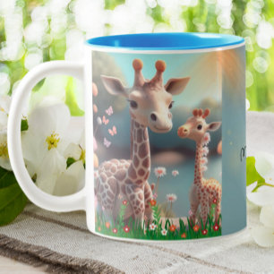 Niedliche Giraffe Mama & Baby Me & Mini Me Persona Zweifarbige Tasse