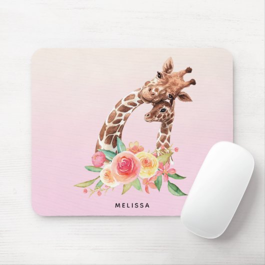 Niedliche Giraffe Mama & Baby Mousepad (Mit Mouse)