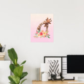 Niedliche Giraffe Mama & Baby Poster (Heimbüro)