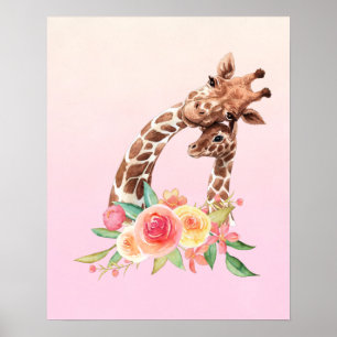 Niedliche Giraffe Mama & Baby Poster