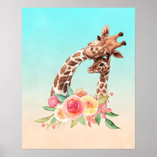 Niedliche Giraffe Mama & Baby Poster