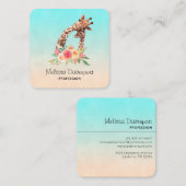 Niedliche Giraffe Mama & Baby Quadratische Visitenkarte (Vorne/Hinten)