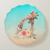 Niedliche Giraffe Mama & Baby Rundes Kissen (Rückseite)