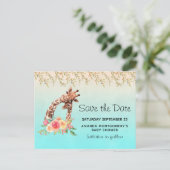 Niedliche Giraffe Mama & Baby Save the Date Einladungspostkarte (Stehend Vorderseite)