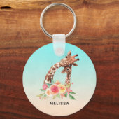 Niedliche Giraffe Mama & Baby Schlüsselanhänger (Vorderseite)