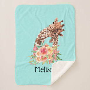 Niedliche Giraffe Mama & Baby Sherpadecke