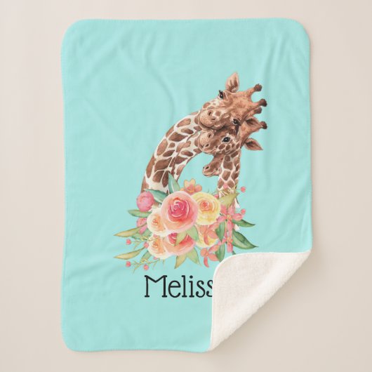 Niedliche Giraffe Mama & Baby Sherpadecke (Vorderseite)