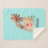 Niedliche Giraffe Mama & Baby Sherpadecke (Vorderseite (Horizontal))