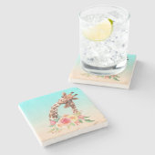 Niedliche Giraffe Mama & Baby Steinuntersetzer (Seitenansicht)