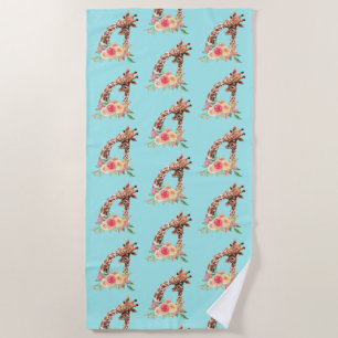 Niedliche Giraffe Mama & Baby Strandtuch