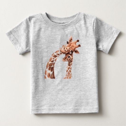 Niedliche Giraffe Mama oder Vater & Kalb Baby Baby T-shirt (Vorderseite)