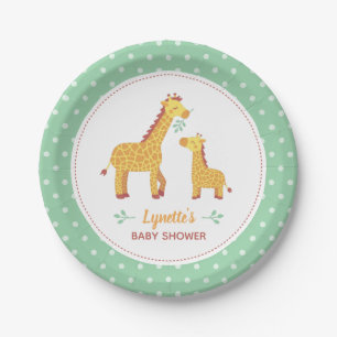Niedliche Giraffe-Mama und Baby-Dusche Party-Suppl Pappteller