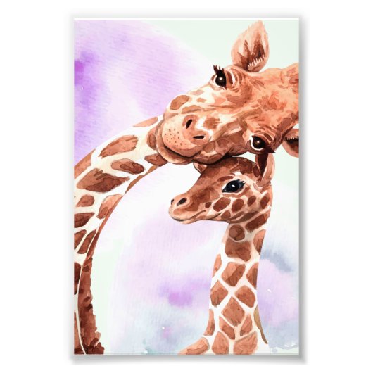 Niedliche Giraffe Mama und Baby, Geschenk für Toch Fotodruck (Vorne)