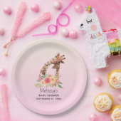 Niedliche Giraffe Mama und Babydusche Pappteller (Party)