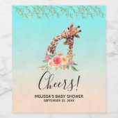 Niedliche Giraffe Mama und Babydusche Weinetikett (Einzelnes Label)