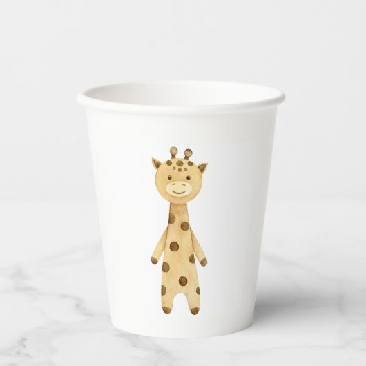 Niedliche Giraffe, minimalistisches Kindergeburtst Pappbecher (Vorderseite)