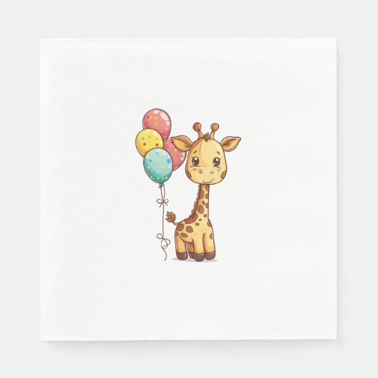 Niedliche Giraffe mit Balloons Serviette (Vorderseite)