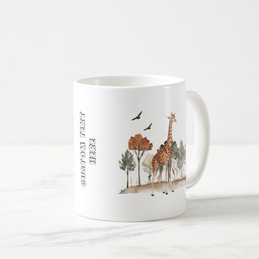 Niedliche Giraffe mit benutzerdefiniertem Text Kaffeetasse (VorderseiteRechts)