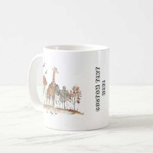 Niedliche Giraffe mit benutzerdefiniertem Text Kaffeetasse (Vorderseite Links)