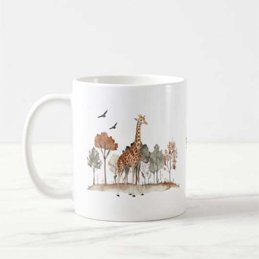 Niedliche Giraffe mit benutzerdefiniertem Text Kaffeetasse (Links)