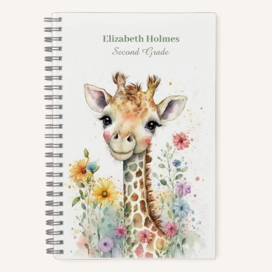Niedliche Giraffe mit Blume Notizblock (Vorderseite)
