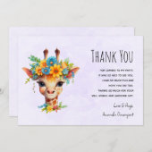 Niedliche Giraffe mit Blumenkrone Dankeskarte (Vorne/Hinten)