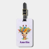 Niedliche Giraffe mit Blumenkrone Gepäckanhänger (Vorderseite vertikal)