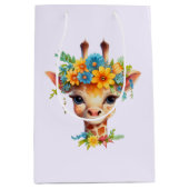 Niedliche Giraffe mit Blumenkrone Mittlere Geschenktüte (Vorderseite)