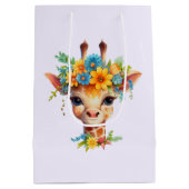 Niedliche Giraffe mit Blumenkrone Mittlere Geschenktüte (Rückseite)