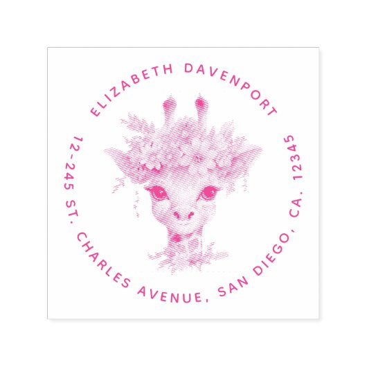 Niedliche Giraffe mit Blumenkrone Permastempel (Design)