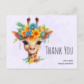 Niedliche Giraffe mit Blumenkrone Vielen Dank Postkarte (Vorderseite)