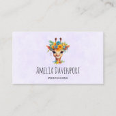 Niedliche Giraffe mit Blumenkrone Visitenkarte (Vorderseite)