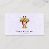 Niedliche Giraffe mit Blumenkrone Visitenkarte (Vorderseite)