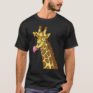 Niedliche Giraffe mit Brille und Kaugummi T-Shirt