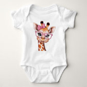 Niedliche Giraffe mit Croquette Bow und Brille Baby Strampler (Vorderseite)