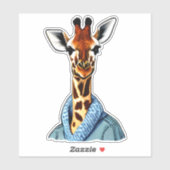 Niedliche Giraffe mit Denim Jacket Aufkleber (Blatt)