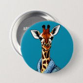 Niedliche Giraffe mit Denim Jacket Button (Vorne & Hinten)
