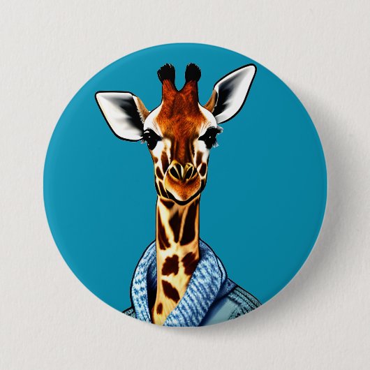 Niedliche Giraffe mit Denim Jacket Button (Vorderseite)